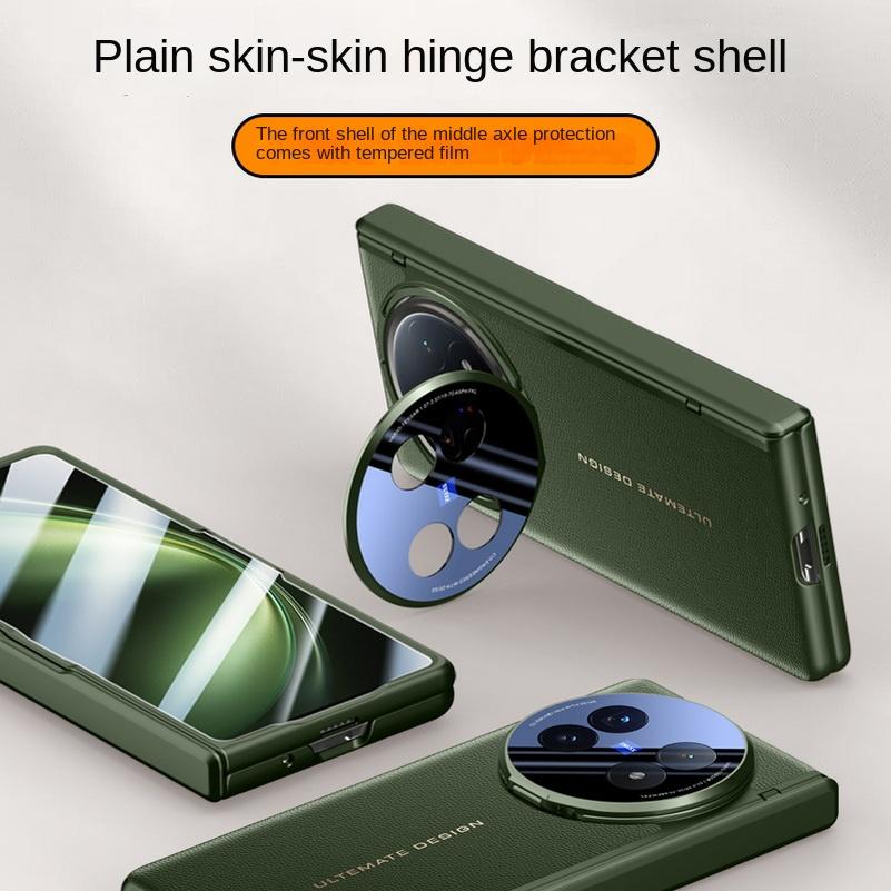 Leder mit Sichtschutz-Schutzglas-Hülle für VIVO X Fold 5 x Fold5 Federgelagerte Kameraabdeckung