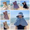 Casual Wide Brim Shawl Fisherman Hat Solid Color Breathable Hiking Bucket Hat Elastic Neck Protection Mountaineering Cap Summer