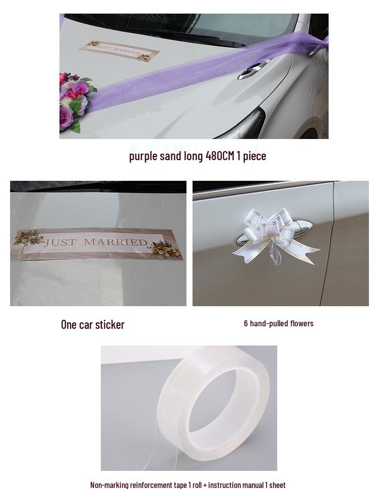 European-Style Wedding Car Decoration: Simulated Rose Head Flower Set