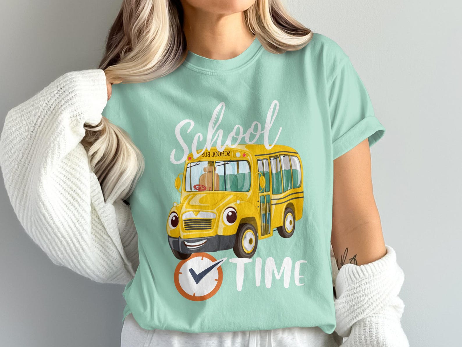 Happy School Bus T-Shirt | Back to School Kids Tee | First Day Kindergarten Gift L