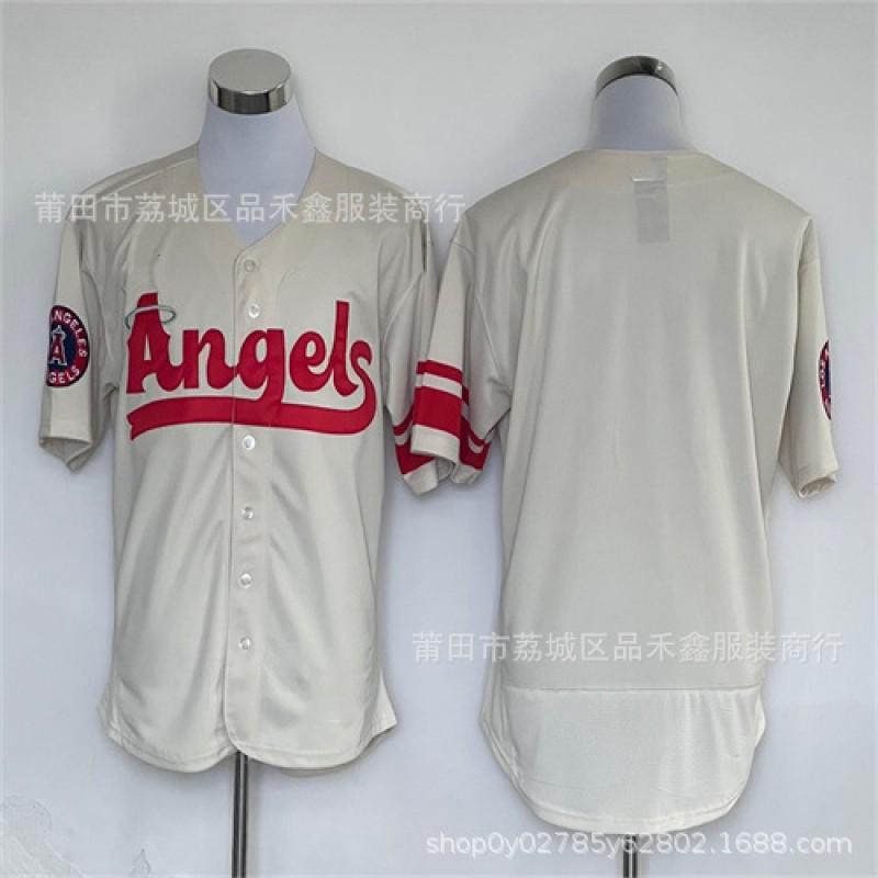 Mens Embroidered Baseball Jersey Los Angeles Angels 27 Trout Fan Shirt Cotton Sportswear Fall Winter