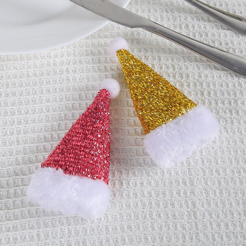 7 Pcs Set Mini Christmas Hat for Knife and Fork, Christmas Knife and Fork Cap, Christmas Evel Decorations, Christmas Gifts for Women and Kids