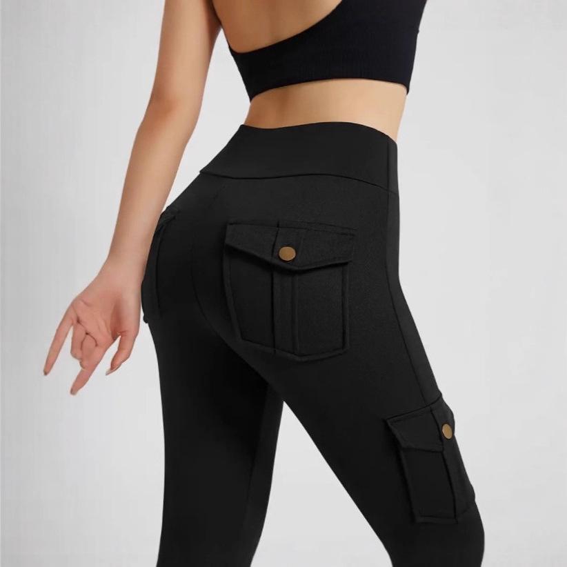 Women's High-Waist Quick-Dry Pocket Fitness Pants - Elastic & Tight Sports Leggings for Running & Bodybuilding