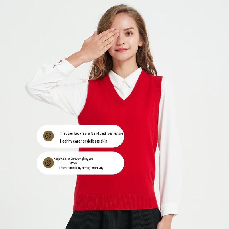 Hengyuanxiang Women's Anti-static V-Neck Wool Vest