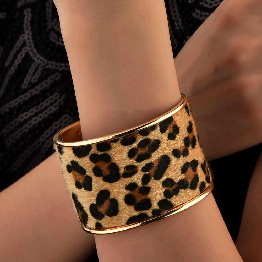 Minority Design Leopard Print Cuff Bangles Europe American Style Exaggerated Bracelet  Gift
