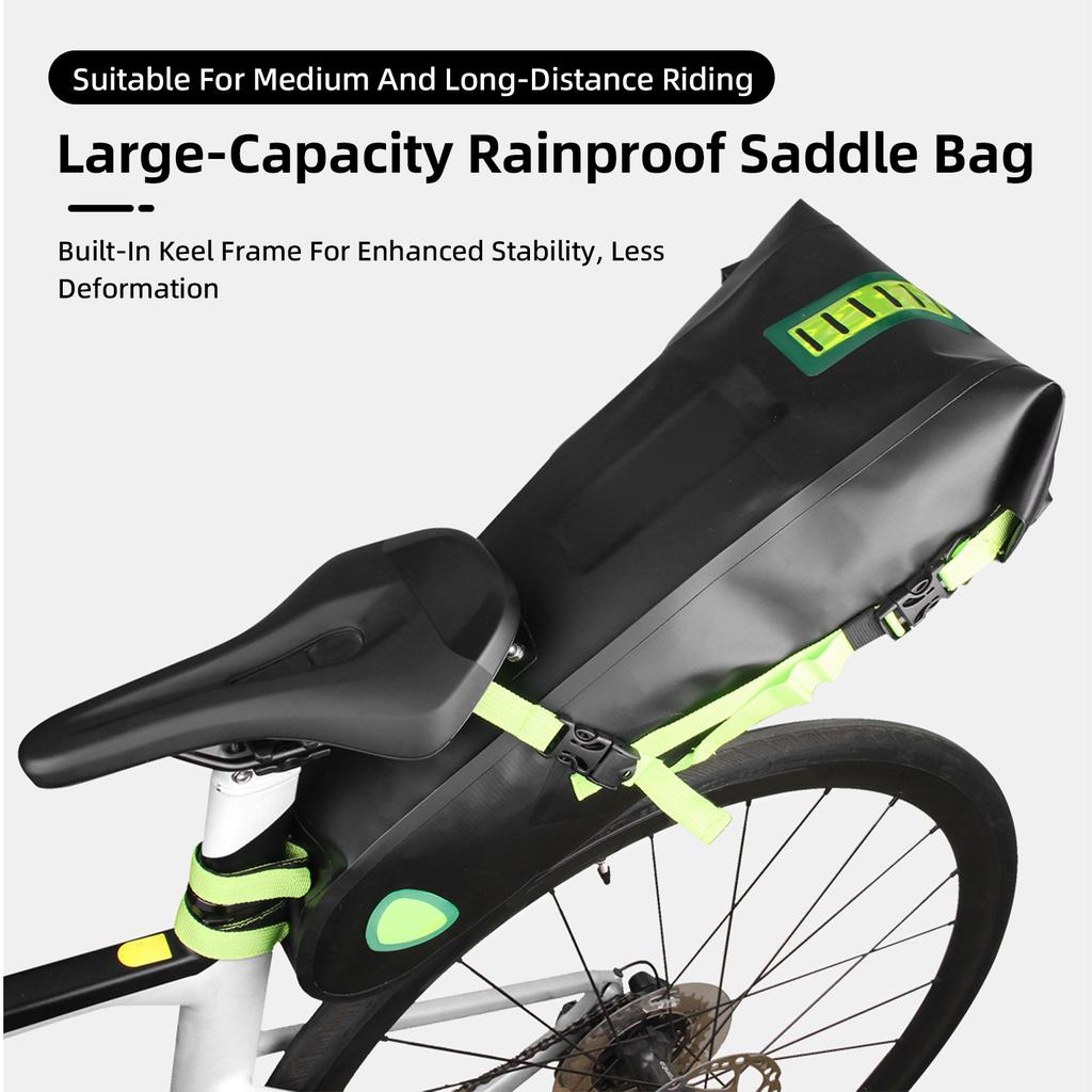 Bolsa de Selim de Bicicleta à Prova de Chuva Bolsa de Traseira de Bicicleta Grande Capacidade 10L com Estrutura para Mountain Bike e Estrada