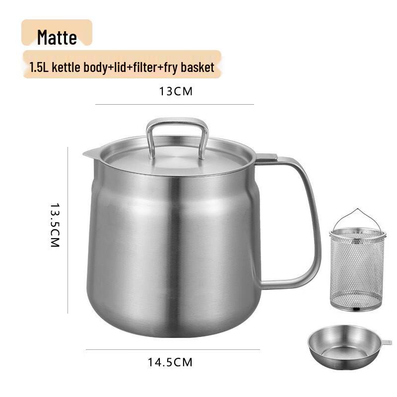 304 Stainless Steel Oil Storage Pot with Strainer