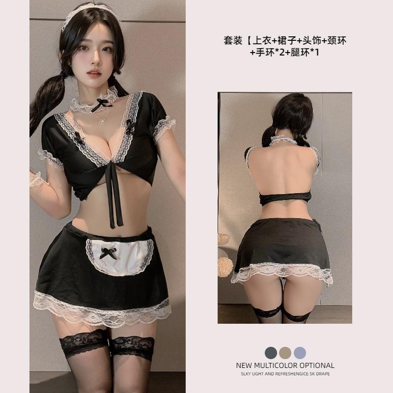 Sexy Sexy Pyjamas Reine Lust Dienstmädchen Uniform Dessous Set Spitze Übergröße Dienstmädchen Dienstmädchen Cosplay