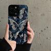 Luxury Retro Senior Blue Butterfly Silicone Phone Case For iPhone 14 12 11 13 15 Pro Max Mini X XR XS 7 8 Plus Shockproof Cover