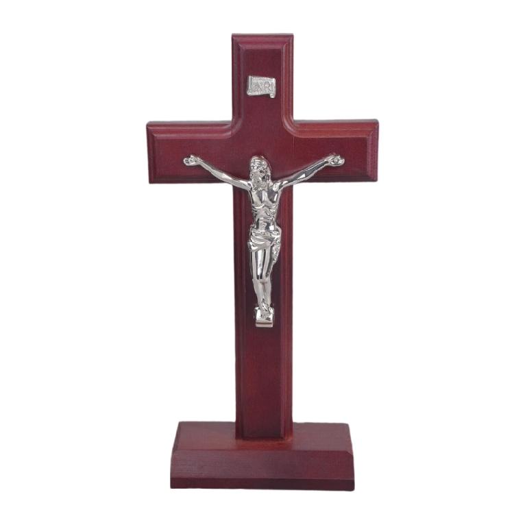 

Wooden Catholic Crosses with Stand Tabletop Wall Mount Religious Decoration Souvenir Tabletop Ornament Enduring серебряный