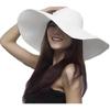 Elegant Wide Brim Sun Hat for Women - Portable Summer Beach and Garden Wear (White)