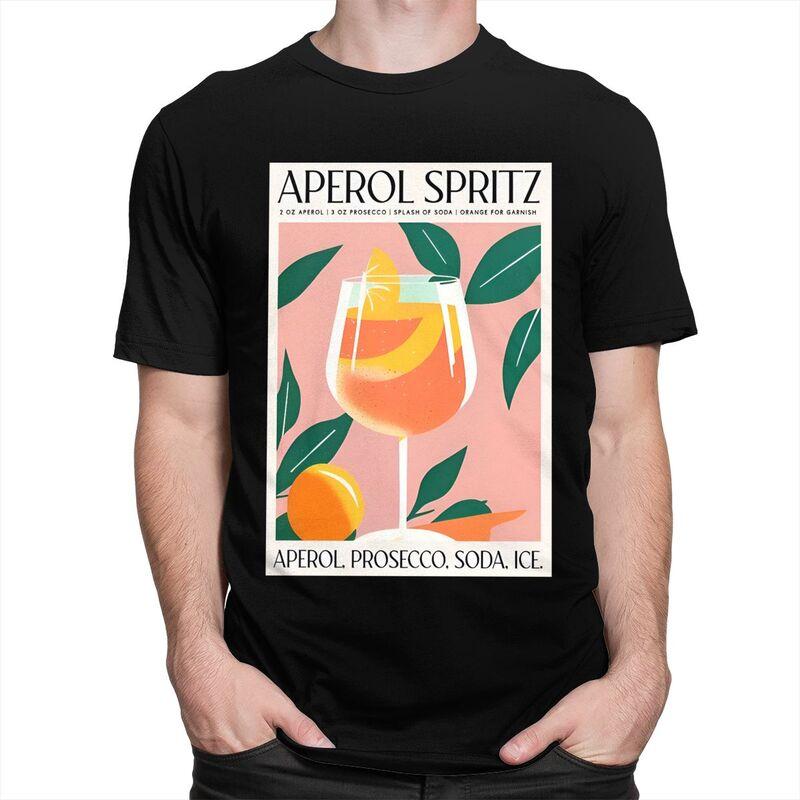Custom Vintage Cocktail Drink Orange Spritz Aperols T Shirt Men Short Sleeve Tshirts Casual Tee Pure Cotton Slim Fit Tshirt