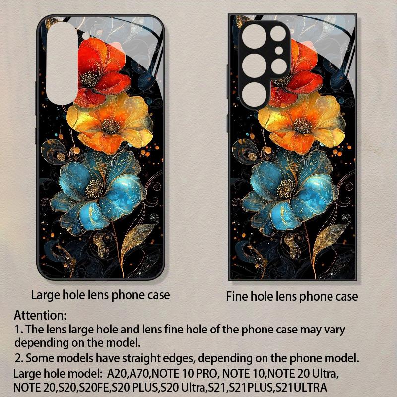 Sakura Color Pattern 2D Phone Case Suitable for Samsung S26 S25 S24 S23 S22 S21 S20 A56 A36 A16 Black Glass Protective Cover