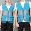 Work Vest Double Pocket Sleeveless Reflective Strip Breathable Solid Color Men Women Summer Mesh Volunteer Waistcoat Outdoor Activities