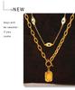 18K Gold-Plated Titanium Steel Eye of the Devil Portrait Square Pendant Double Layer Necklace for Women
