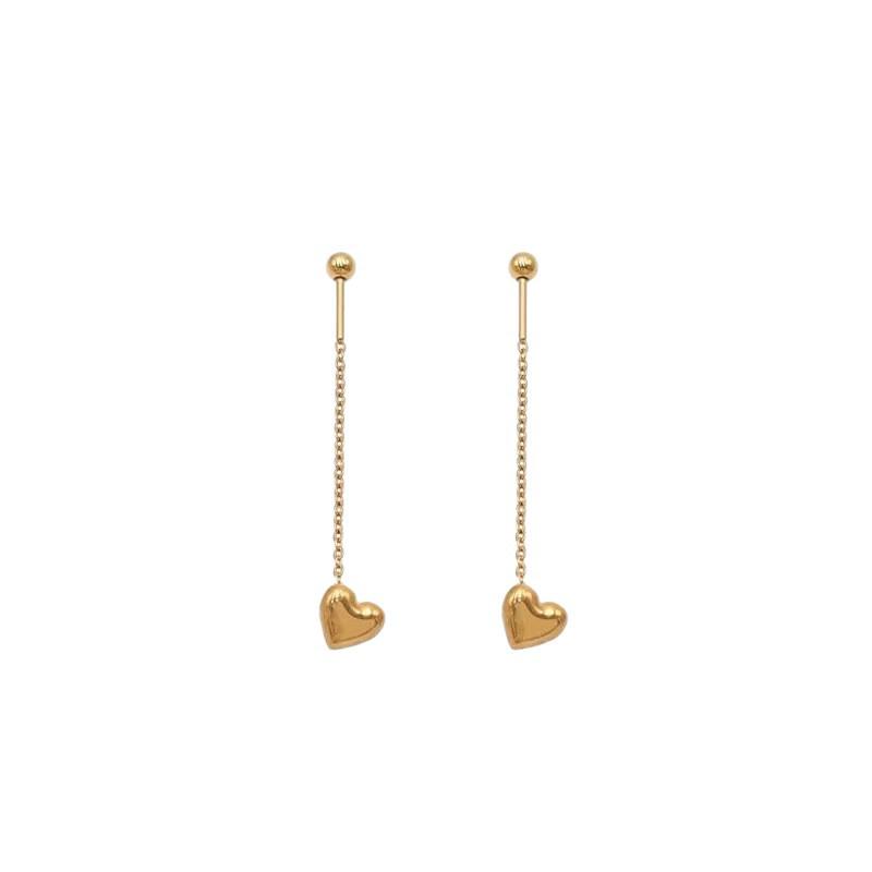 Women's Stainless Steel Geometric Heart Ear Studs: Versatile, Temperate, Sweet Style Ear Chain.
