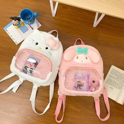 Girly Heart Cute Bunny Plaid Transparent Backpack New Personalized Cartoon Backpack