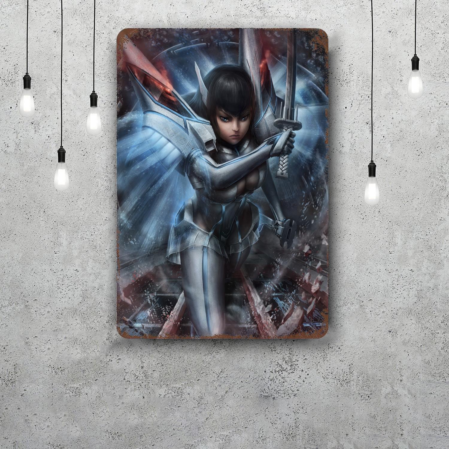 

satsuki kiryuin Classic Poster Rusty Metal Plaque Retro Decorative Plate Bar Man Cave Garage Club Metal Sign Wall Decoration 20x30cm（7.8x11.8inch）