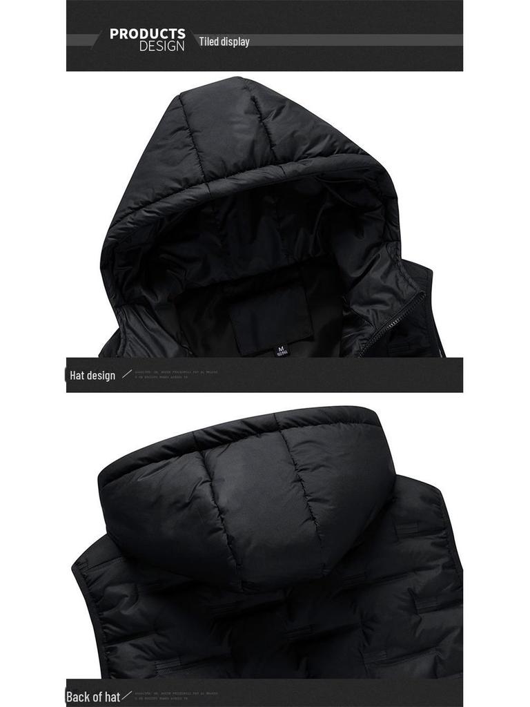Men's Hooded Thickened Autumn/Winter Fashion Vest - Warm, Leisure Cotton Waistcoat Jacket