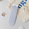 Women's Japanese-Style Blue & White Loose Socks: Spring/Summer Thin Mid-Calf with Cartoon Bear, Polka Dot & Bow Design