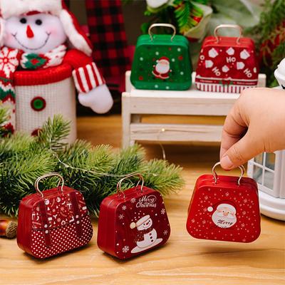 Yousheng Weihnachts-Bonbonschachtel mit Griff, Mini-Eisen-Tragetasche, Schneemann, Weihnachtsmann, Snackhalter, Weihnachtsfeier-Geschenke, Feiertags-Süßigkeiten-Aufbewahrungsbehälter