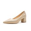 Nude High Heels Women's New Spring Pointed Head Light Mouth Wedding Shoes Medium Thick Heel Bridesmaid Shoes Single Shoes Women