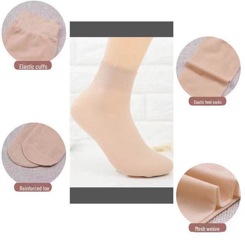 

Летние тонкие однотонные шелковые носки для женщин из стали - не цепляются и удобные, облегающие ногу и износостойкие