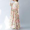 Short Sleeve Plus Size Cotton Vintage Floral New In Dresses for Women Casual Loose Long Summer Dress