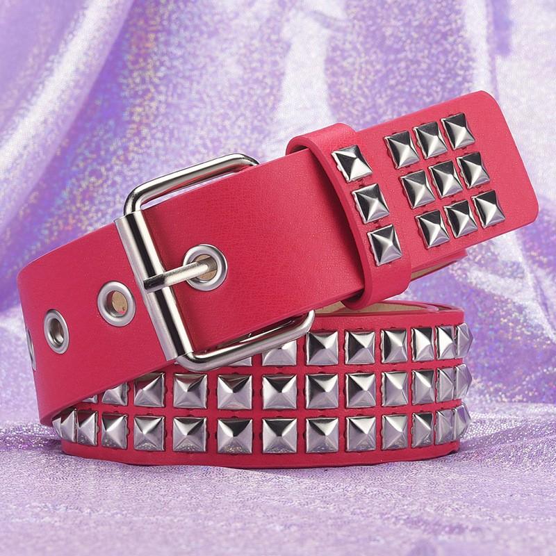 New Square Bead Rivet Belt for Women, Heavy Metal Belt for Men and Women, Y2K European and American Punk Rock Jeans Belt