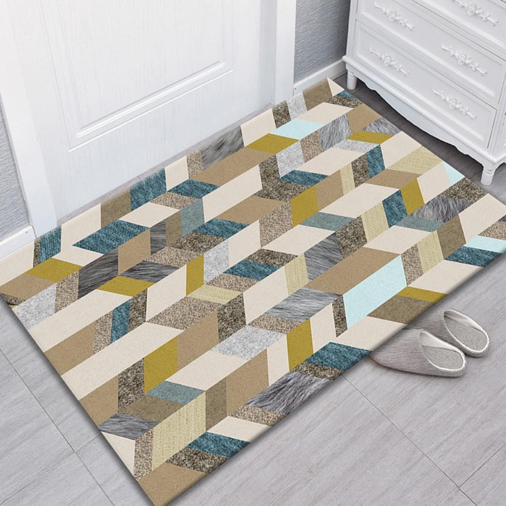 VIKAMA Modern Geometric Bathroom Mat Set Absorbent Non Slip Anti Splash Stain Resistant Easy Clean Home Decor Accessories