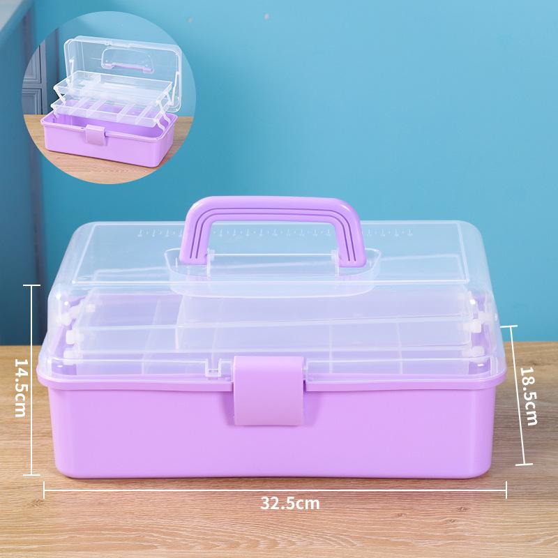 Składane Trójwarstwowe Przenośne Pudełko do Przechowywania, Duże Pojemnościowe Metalowe Pudełko na Narzędzia, Pudełko na Akcesoria do Zdobienia Paznokci, Pudełko do Przechowywania Artykułów Plastycznych i Akcesoriów