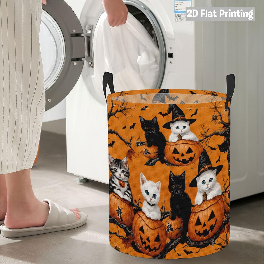 Collapsible Laundry Basket Large Round Waterproof Fabric Hamper Dirty Clothes Storage Bin Toy Organizer with Handles