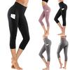 Dámské těsné elastické, rychleschnoucí jednobarevné kalhoty na jógu Pocket Capris