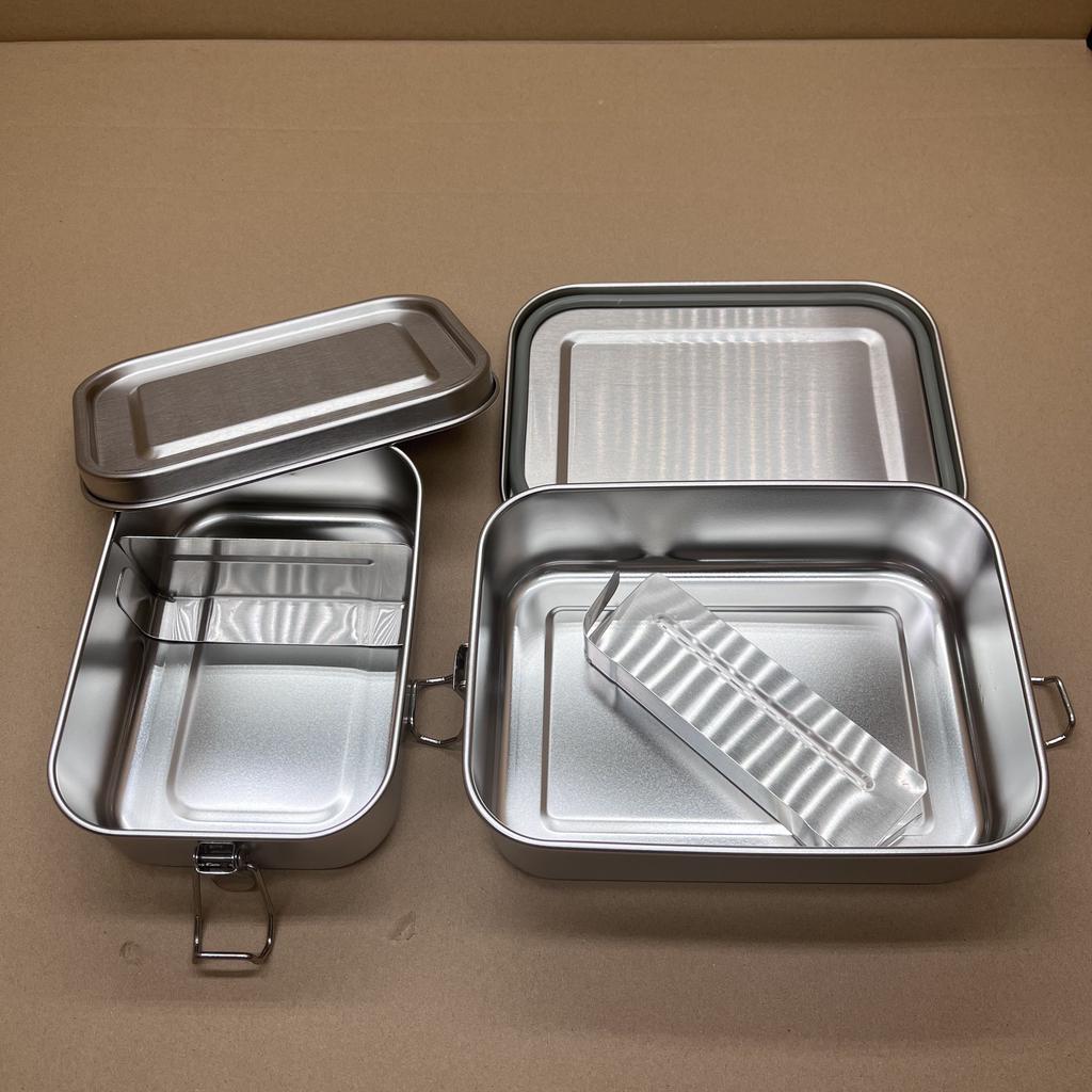 Portable 304 Stainless Steel Lunch Box Square Compartment Sealed Lunch Tray with Lid for Food