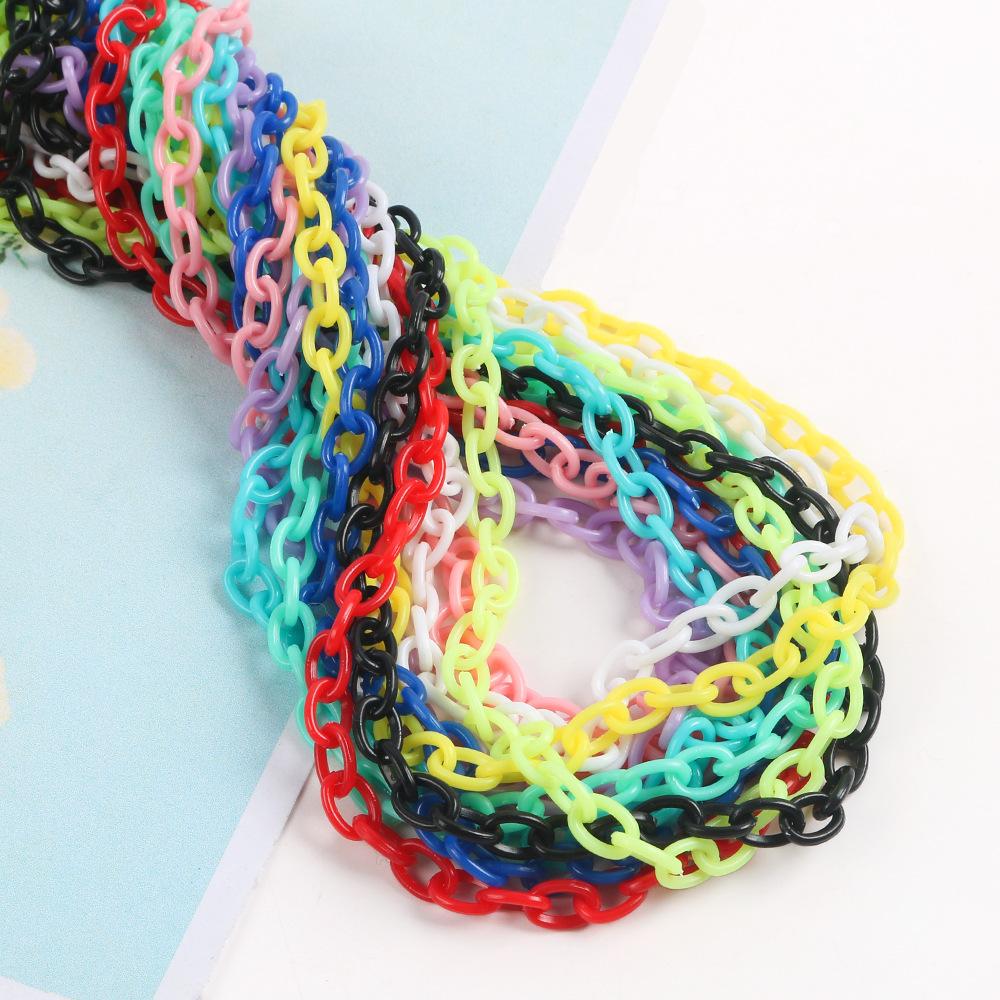 6 * 8Mm Colored Acrylic Chain Closed Chain Diy Necklace Strip Chain Buckle Glasses Mask Chain Jewelry Accessories