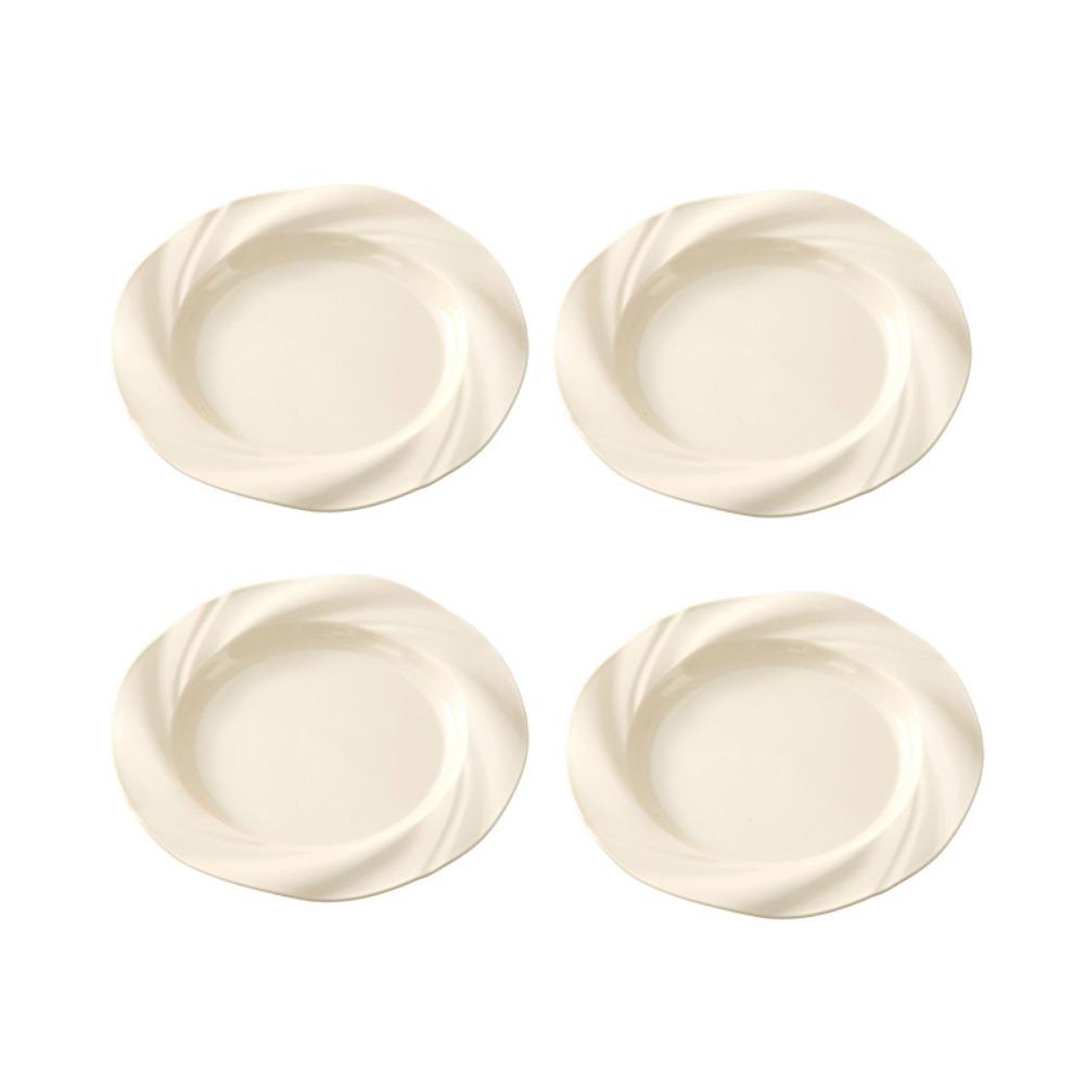 4PCS Plastic Light Luxury Round Plate Ceramic-look Dinning Plate Easy To Clean Salad Dish  Snack 22.5 cm/8.86 in бежевый