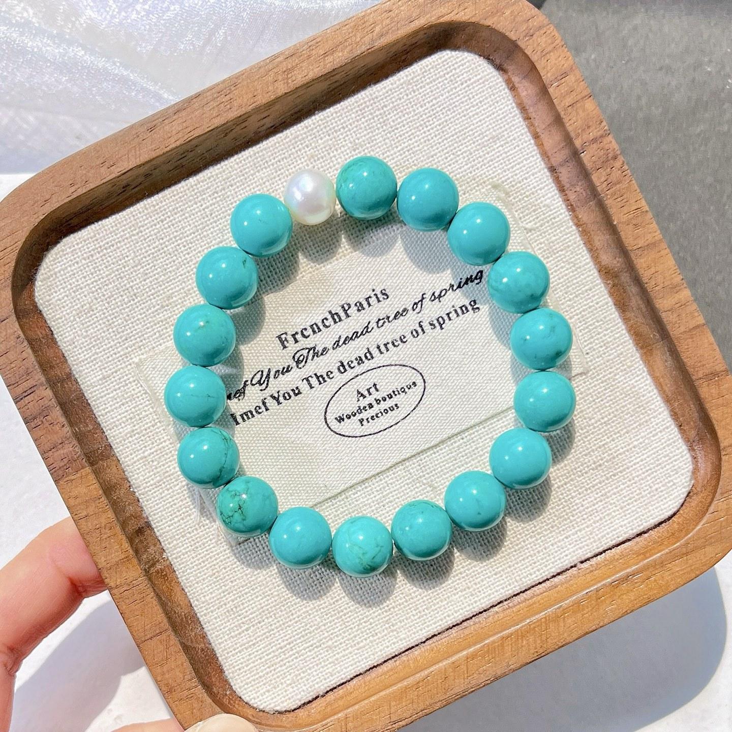 Natural Freshwater Pearl Turquoise Quartz Rock Design Bracelet Bracelet