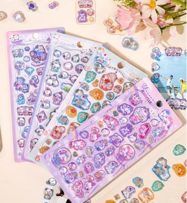Latest 4pcs3D Japanese Relief 3D Crystal Sticker Unicorn Sparrow Children's Girls Handmade Sticker Great for Daily Use