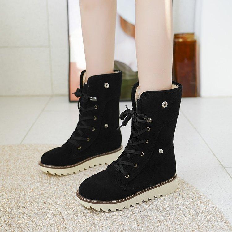 Large size winter new thick-soled velvet thickened snow boots women's warm towel medium boots cotton shoes women