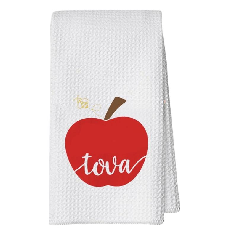 

Decorative Cotton Dish Cloth Pomegranates Pattern Waffles Texture Rapid Drying Multipurpose Household Item 1