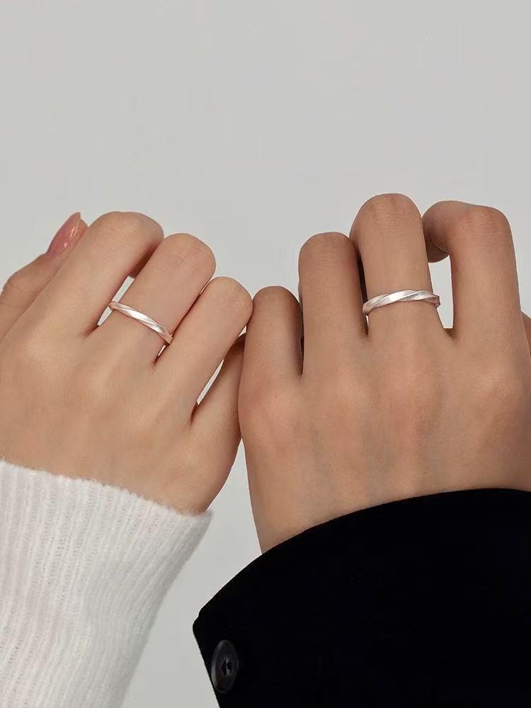 925 Sterling Silver Circular Open Ring Set for Men and Women - High-End Plain Band for Index Finger