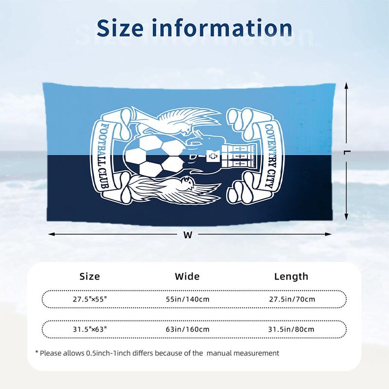Asciugamano da Spiaggia Coventry City Football Morbido Microfibra Asciugamano Estivo Asciugatura Rapida Assorbente per Spiaggia Piscina Viaggio