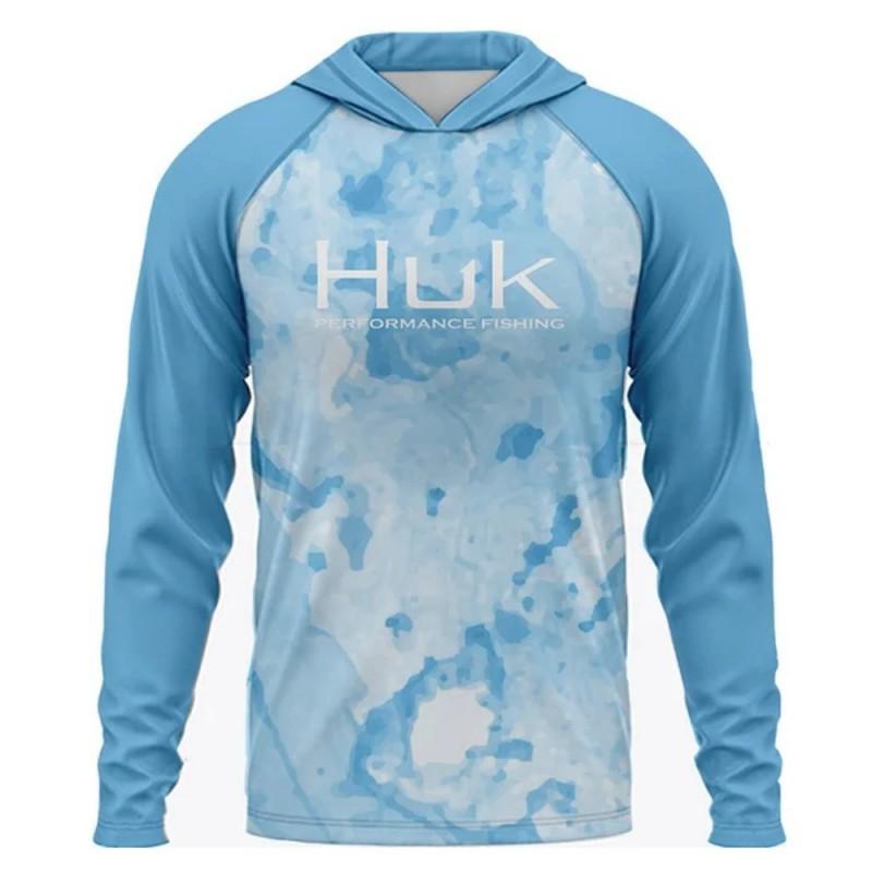 

Men s Outdoor Sports Long-Sleeved Hoded Fishing Wear Lightweight Sun-Protection UPF+50 Luya Fish 5XL