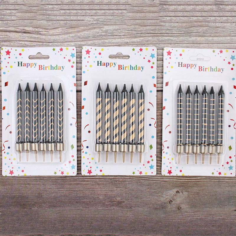 Birthday Cake Decoration Candle Black Silk Screen Candle Cake Children's Party Candle Decoration Ins Printed Candle