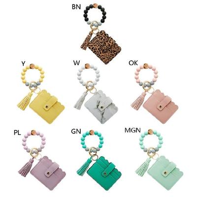 Pu Leather Tassel Circle for Key Chain Women Wristlet Keychain
