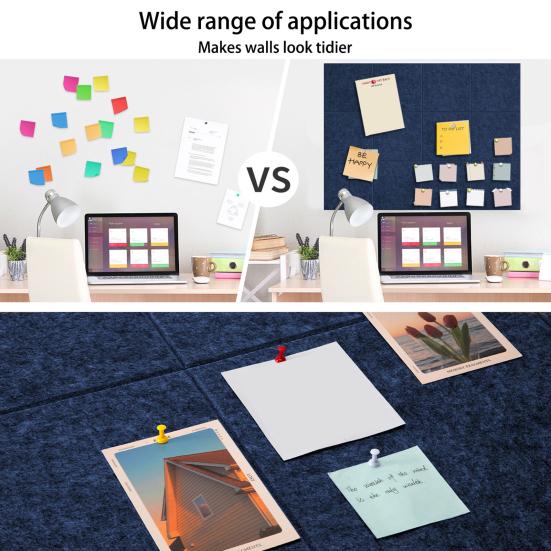 12Pcs Cork Bulletin Boards 30x30cm Adhesive Backing Message Board Wall Mount Photo Display Note Organizer for Home Office Classroom,
