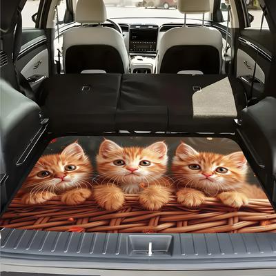 1 Stück Süße Katze Aufdruck Kofferraummatte für Auto Rutschfest Strapazierfähige Ladeflächenmatte für SUVs Limousinen LKW Schützt vor Haustieren Schutzhülle
