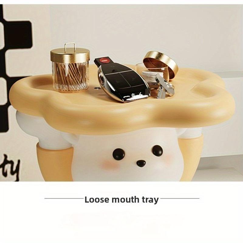 1pc Cute Bear Figurine with Tray,Resin Decorative Storage for Keys,Coins,Small Items, Abstract Design, , Perfect for Living Room, Bedroom, Office