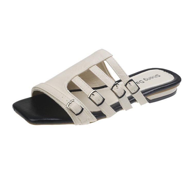 

[Youshilai] Design sense niche belt buckle thick-soled slippers 2025 summer high-end soft-soled sandals 40