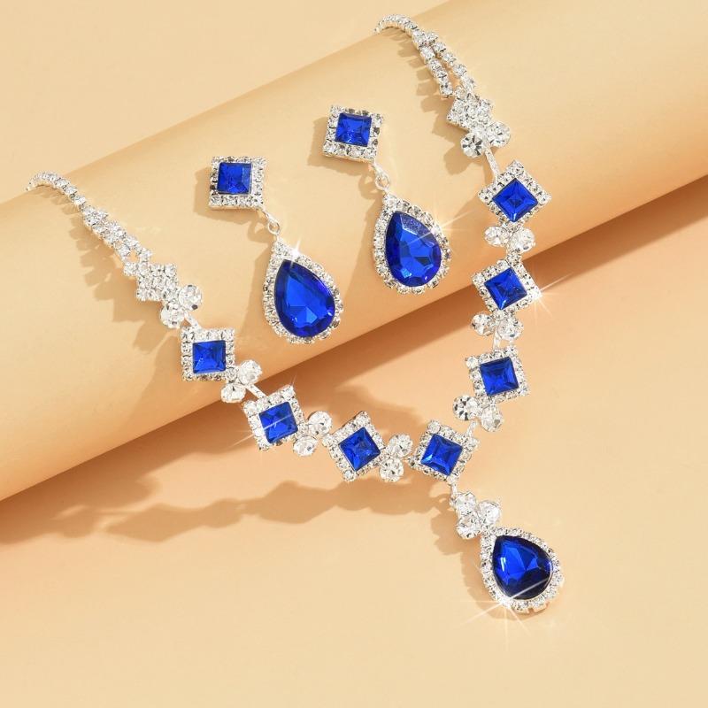Halskette Ohrringe Set Tränenförmig Zirkonia Anhänger Halskette Elegantes Hochzeits Schmuck für Abschlussball Party Brautparty Geschenk